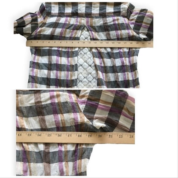 Anthropologie Isabella Sinclair plaid shirt with lace inserts. Size S - Picture 12 of 13